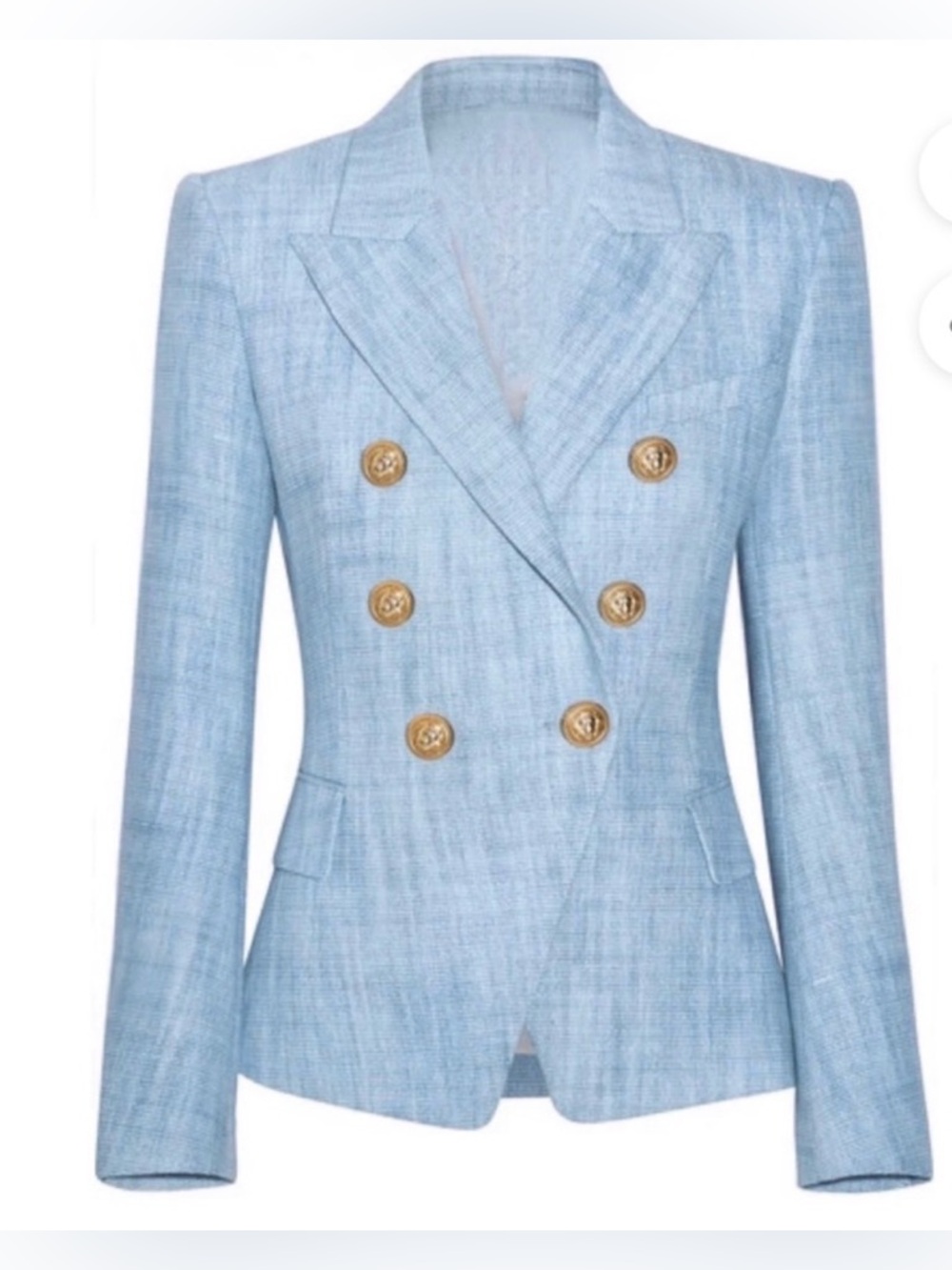 Love Labels Denim 6-button Blazer wt Champagne-colored buttons XL (Fits like M)